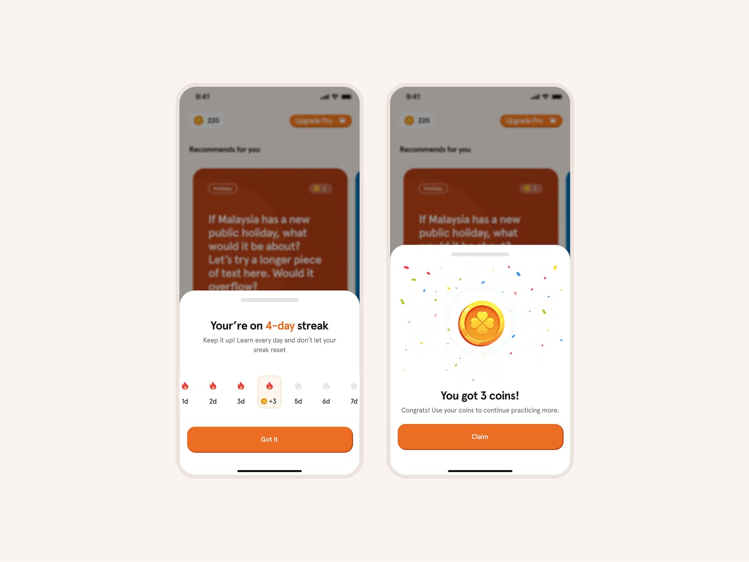 Redesigned Kelas SekeJap daily streak