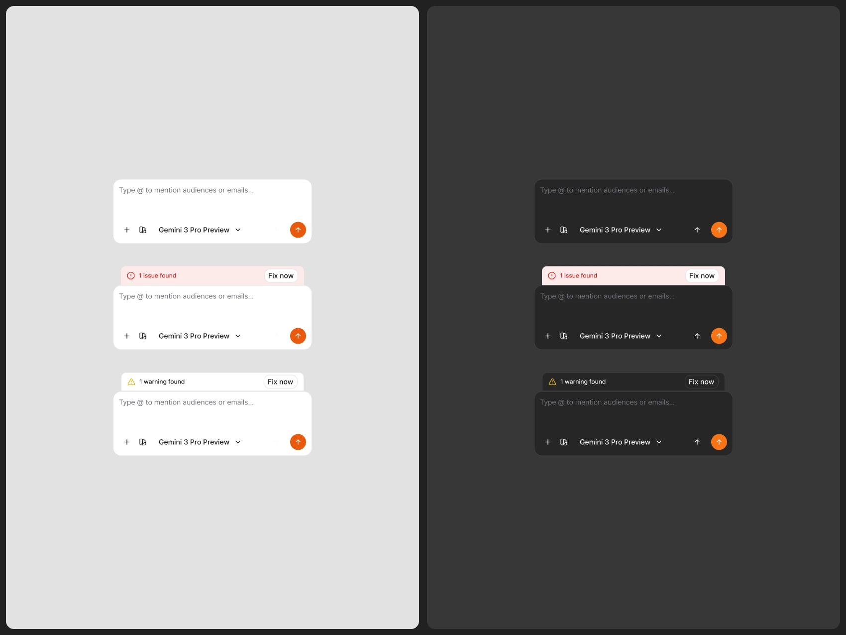 Brew AI Chat — Composer - Normal, Blocking and Warning — Light and Dark