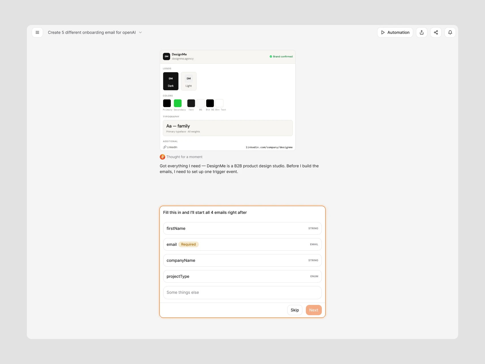 Brew Automation — AI Setup - Trigger Fields — Light