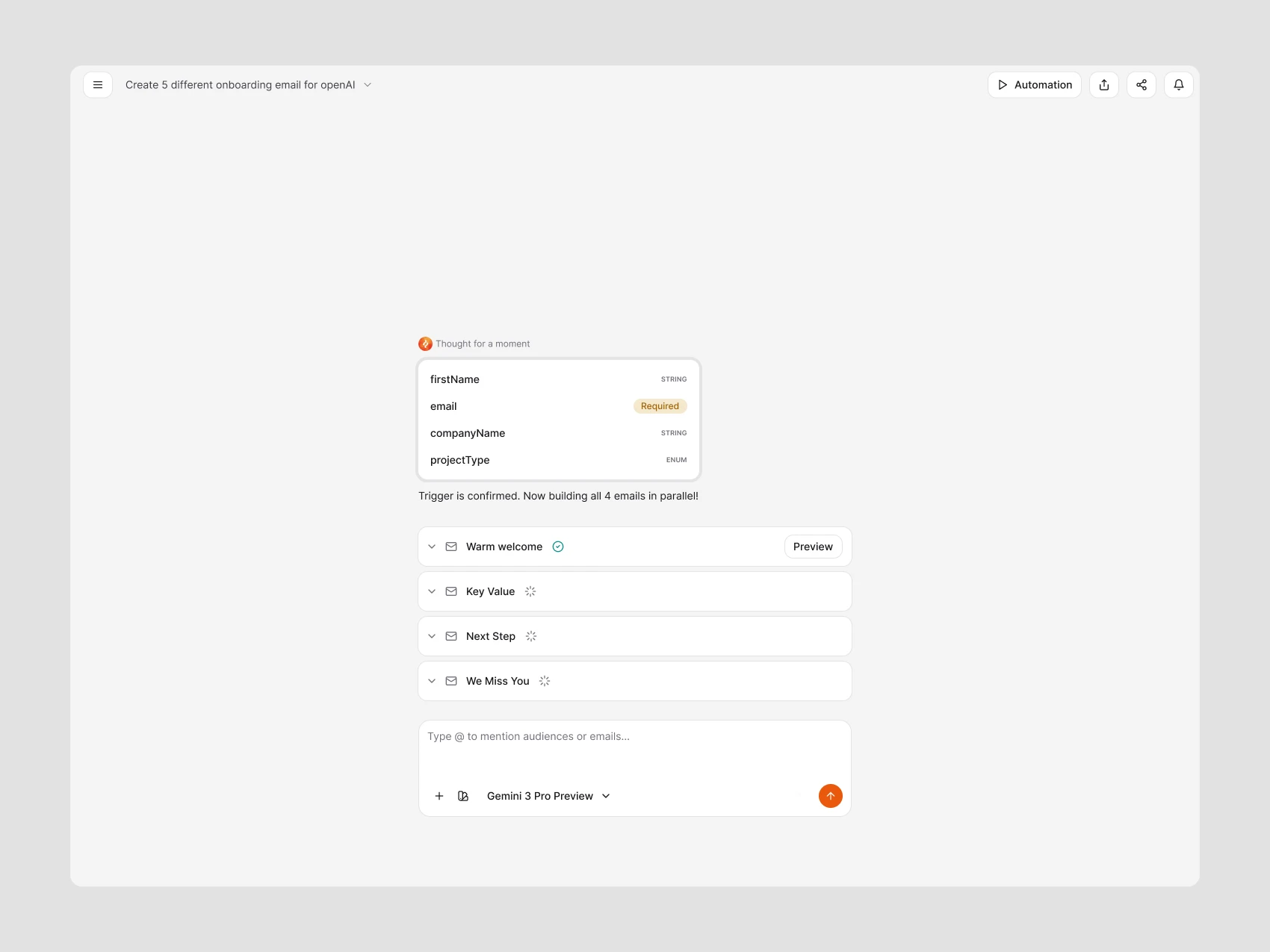 Brew Automation — AI Setup - Email Generation — Light