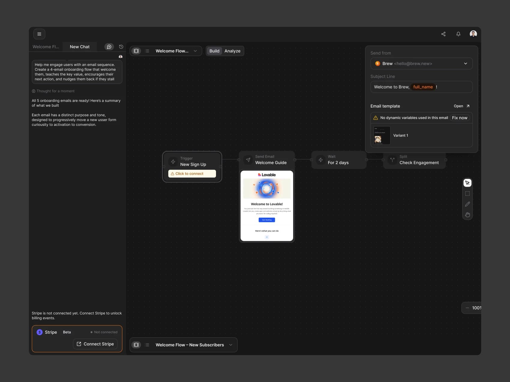 Brew Automation — Send Email Settings — Dark
