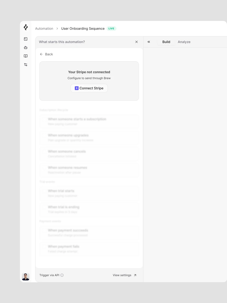 Brew Automation — Stripe Trigger - Not Connected — Light