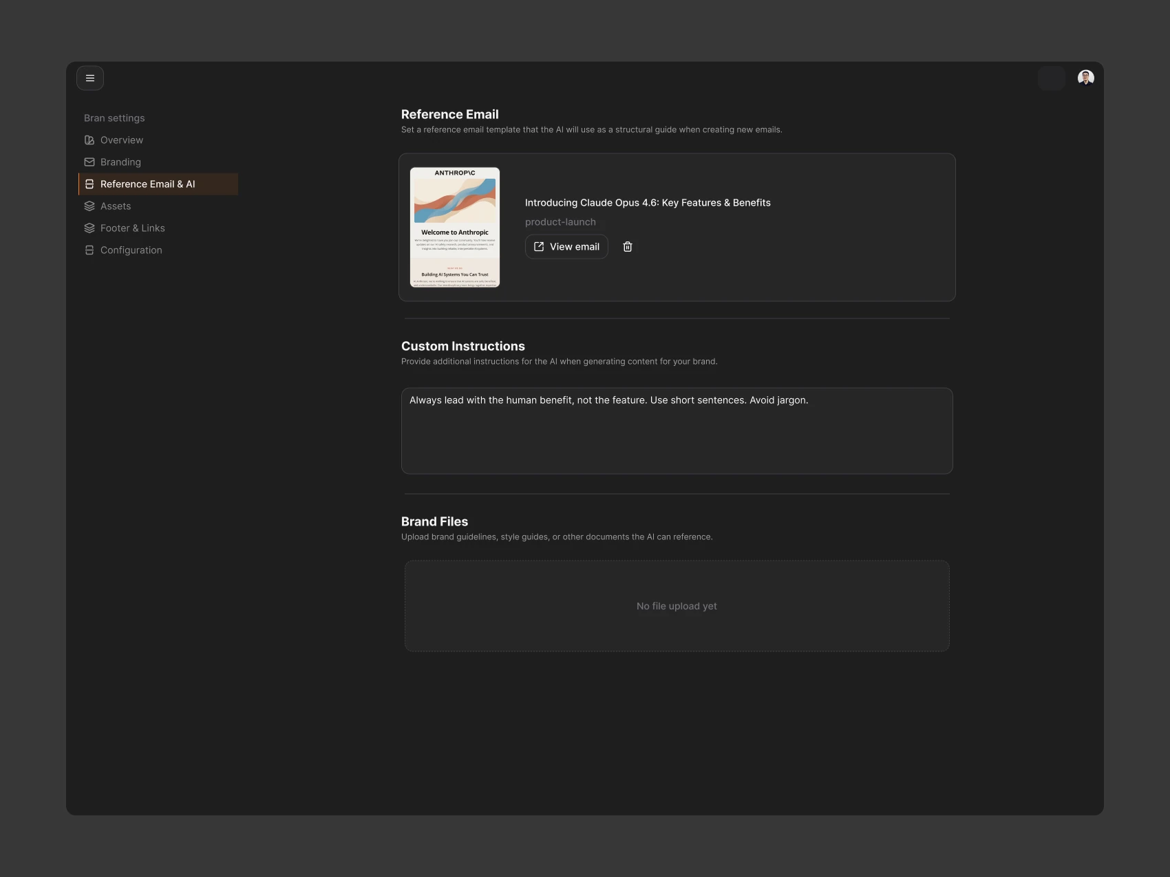 Brew Brand — Reference Email and AI Instructions — Dark
