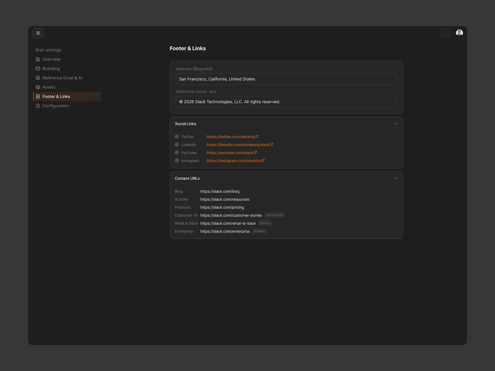 Brew Brand — Footer and Links — Dark