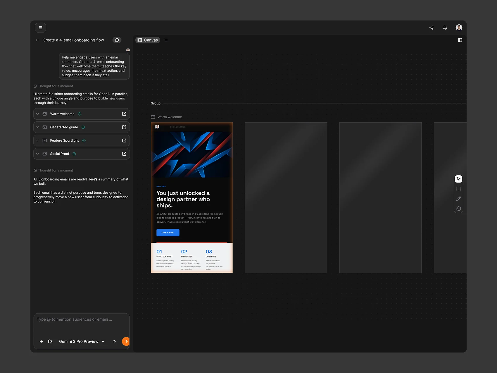 Brew Campaign — Email Canvas - Hero Composition — Dark