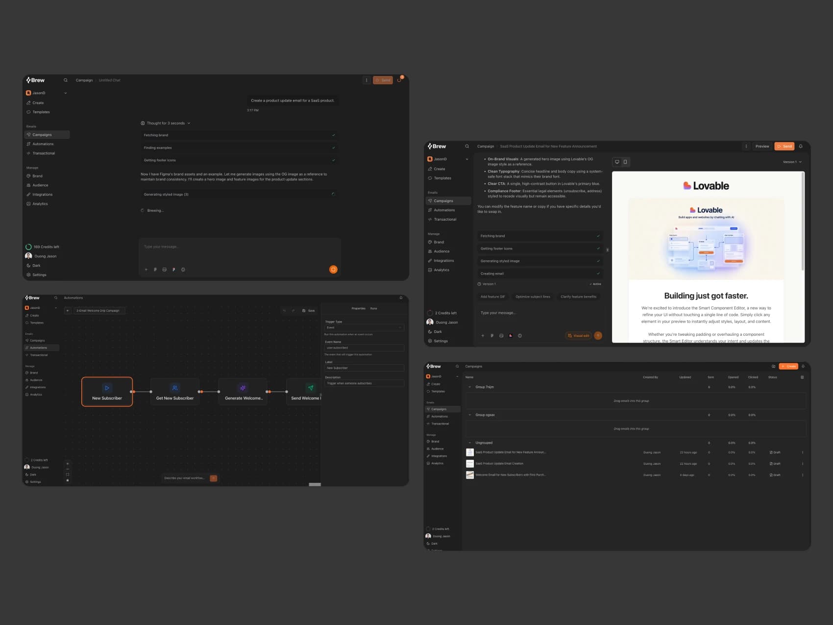Brew Process — Product UI - Screen Collage — Dark
