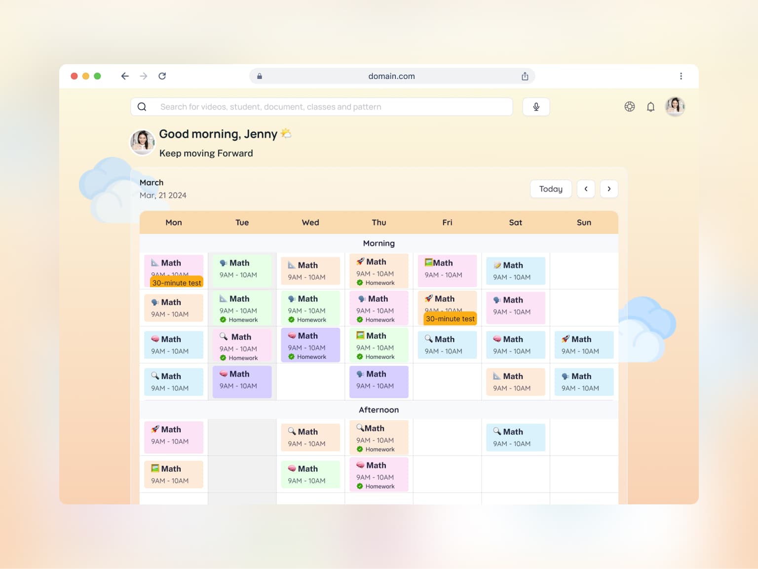 Class calendar