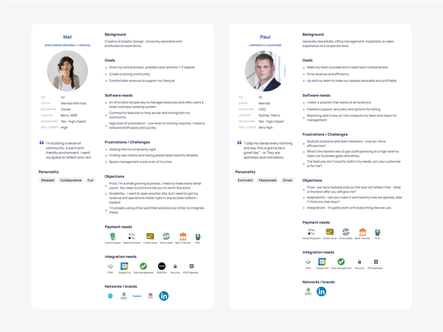 Booking options cards comparing available and occupied time slots
